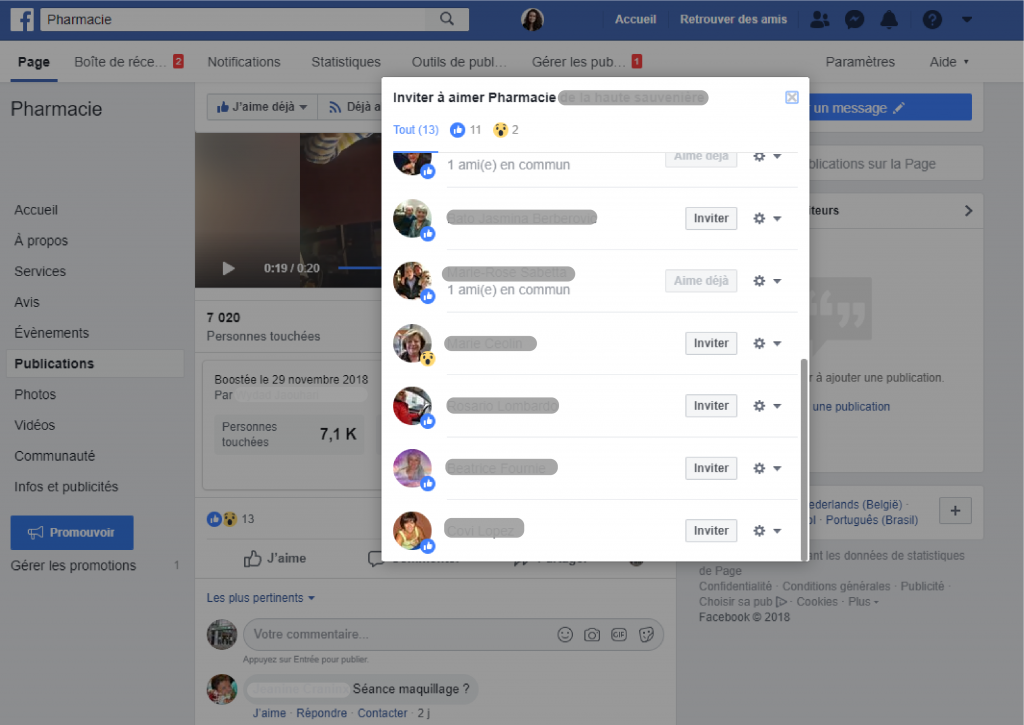 Invitez les personnes qui réagissent à vos posts Facebook