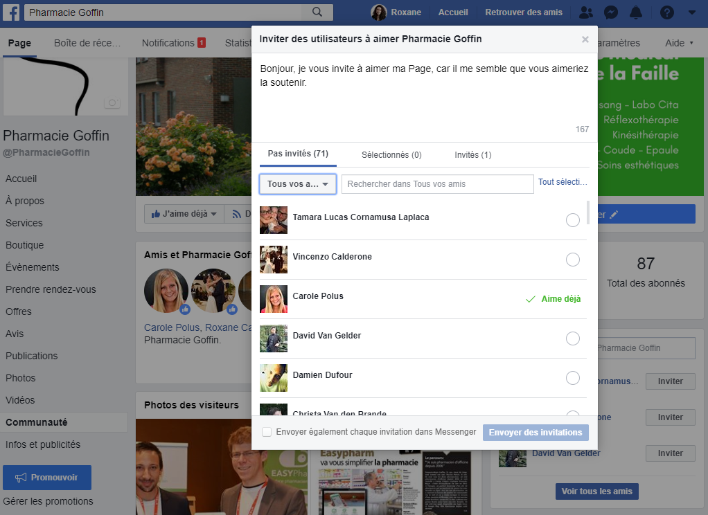 Invitez vos amis à aimer votre Page